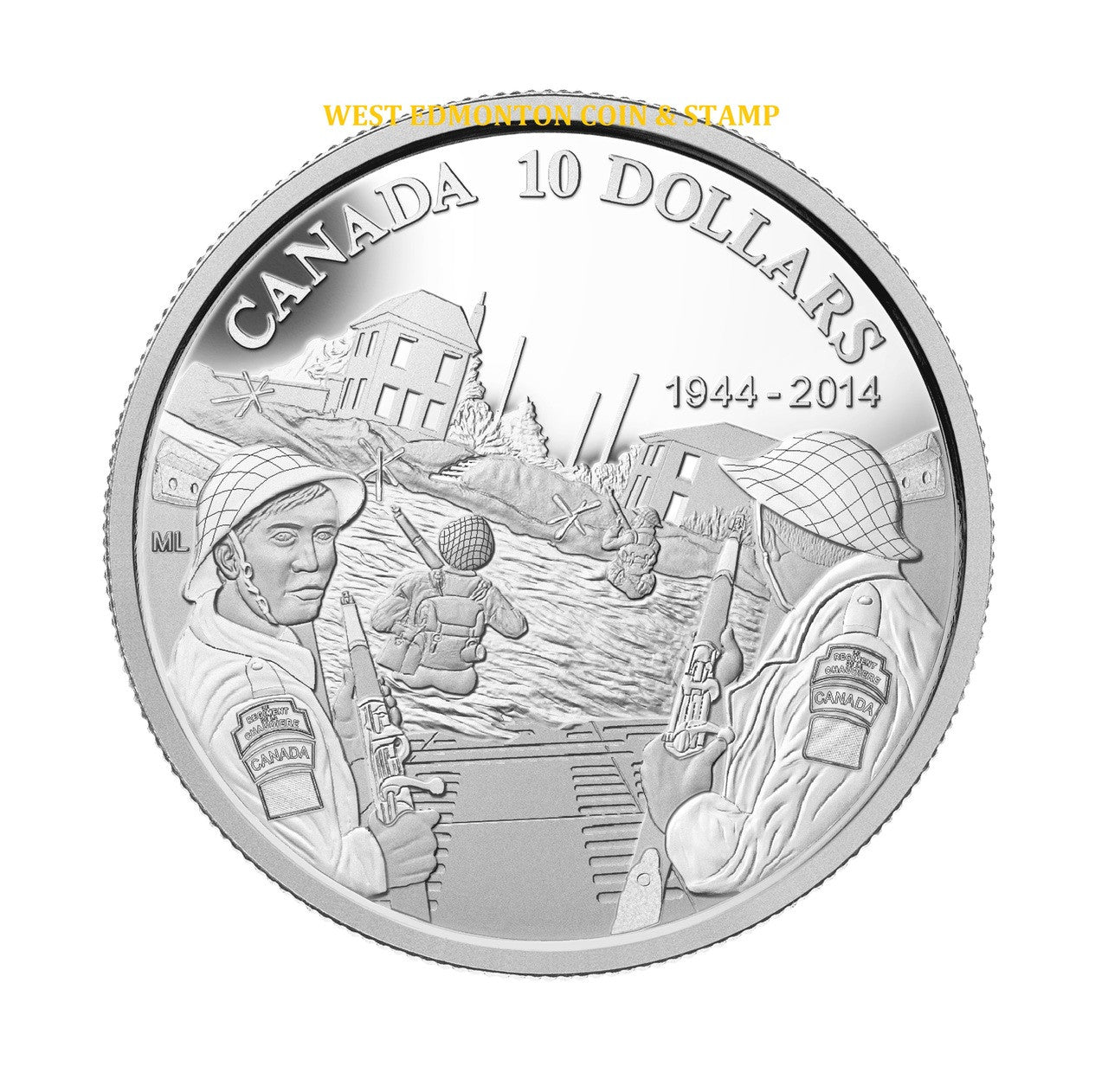 2014 1/2oz $10 70TH ANNIVERSARY OF D-DAY FINE SILVER COIN