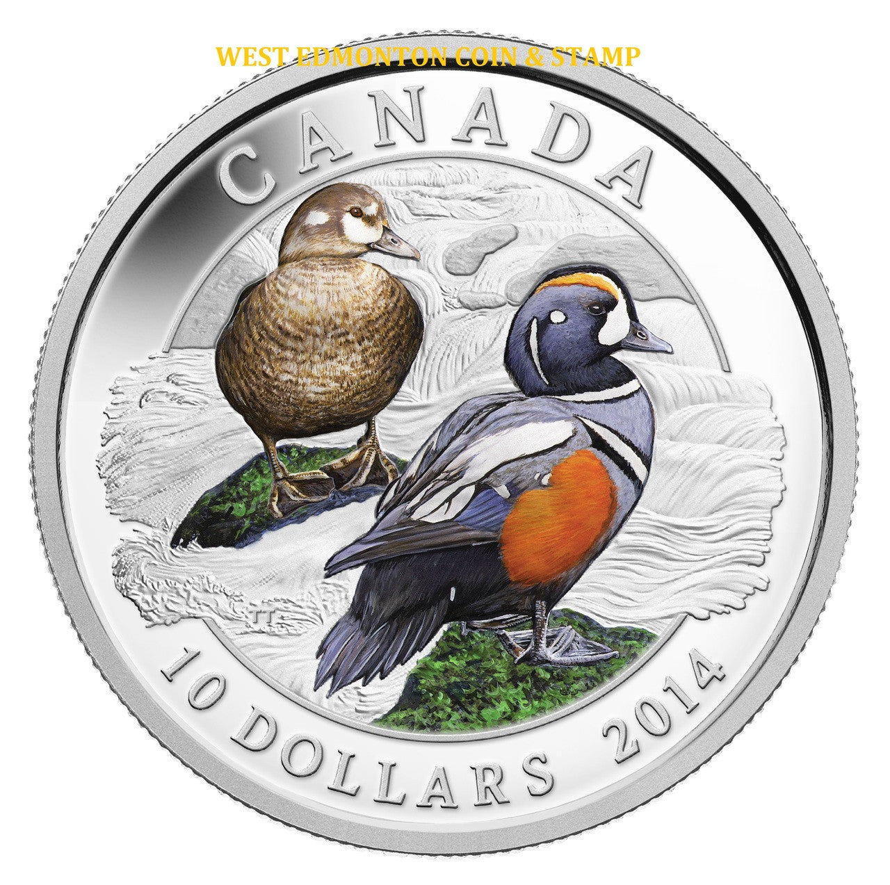 2014 1/2oz $10 HARLEQUIN DUCK FINE SILVER COIN