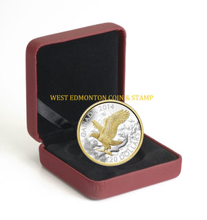 2014 1oz $20 PERCHED BALD EAGLE FINE SILVER COIN