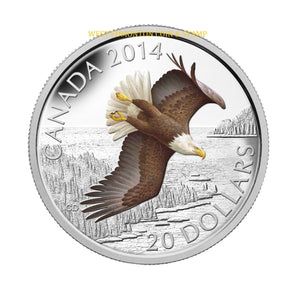 2014 1oz $20 SOARING BALD EAGLE FINE SILVER COIN
