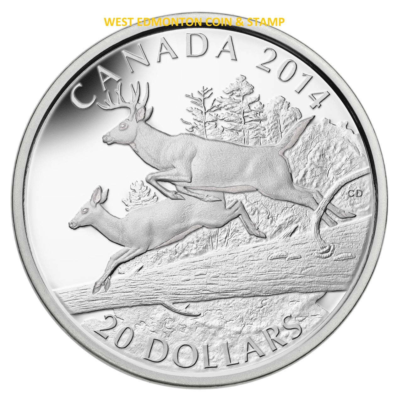 2014 1oz $20 THE WHITE-TAILED DEER - MATES FINE SILVER COIN