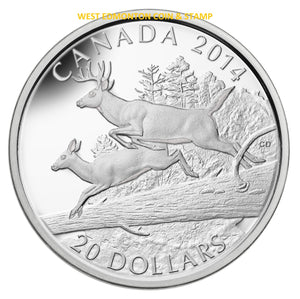 2014 1oz $20 THE WHITE-TAILED DEER - MATES FINE SILVER COIN
