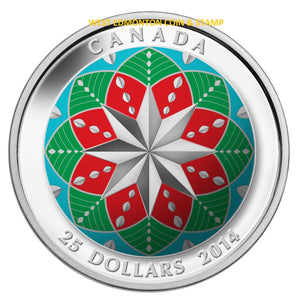 2014 $25 CHRISTMAS ORNAMENT FINE SILVER COIN