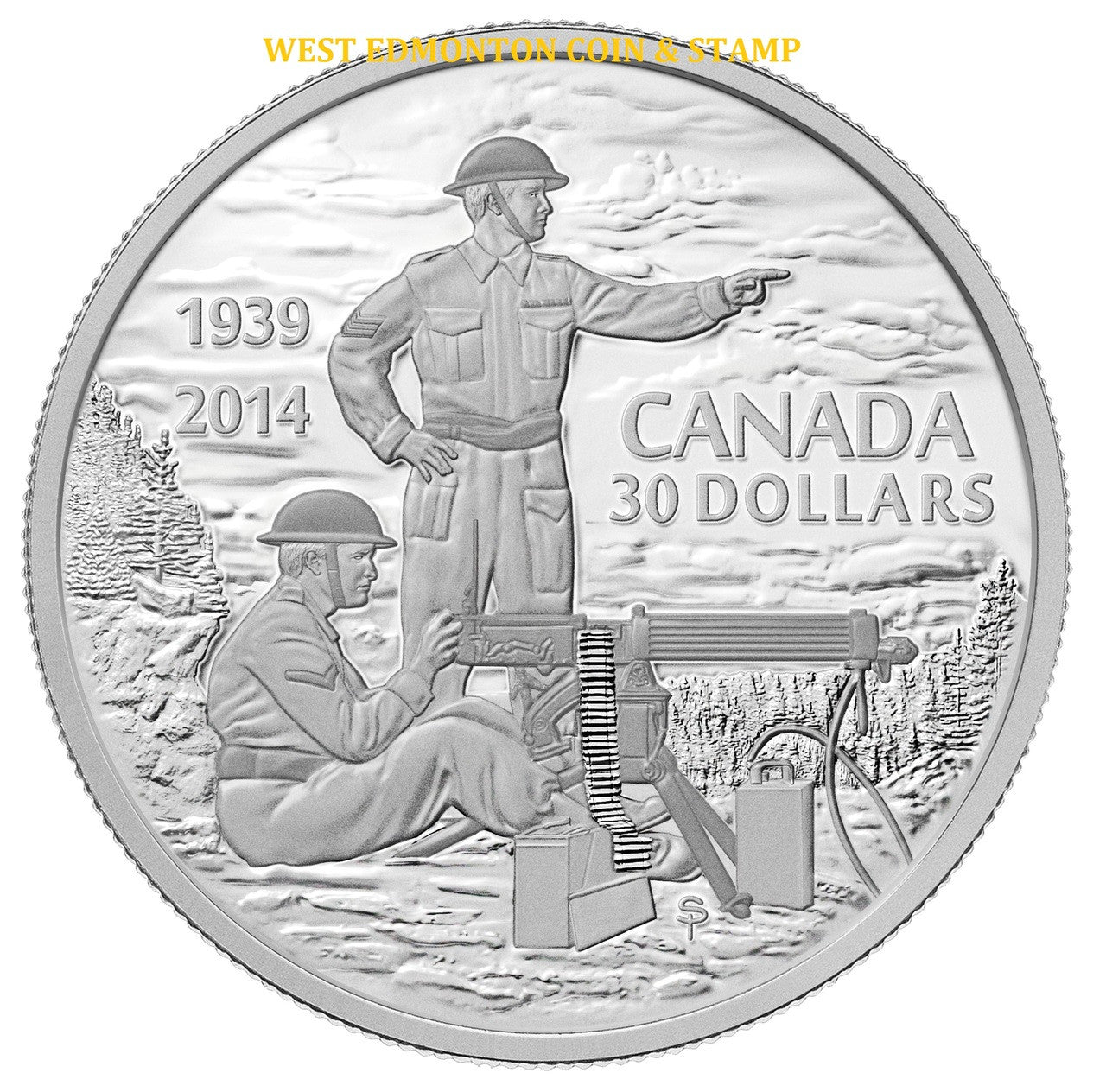 2014 2oz $30 75TH ANN. OF THE DECLARATION OF THE SECOND WORLD WAR FINE SILVER COIN