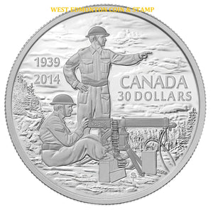 2014 2oz $30 75TH ANN. OF THE DECLARATION OF THE SECOND WORLD WAR FINE SILVER COIN