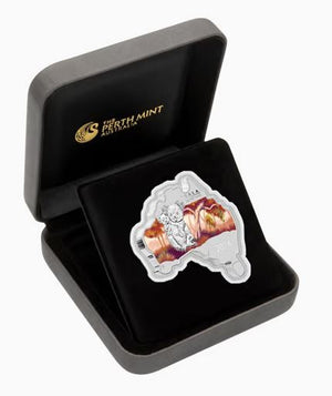 2014 AUSTRALIAN MAP SHAPED KOALA FINE SILVER COIN