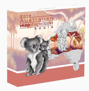 2014 AUSTRALIAN MAP SHAPED KOALA FINE SILVER COIN