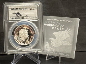 E-TRANSFER ONLY - 2014-P 1oz $1 AUSTRALIA PCGS PR70DCAM EAGLE HIGH RELIEF FINE SILVER COIN