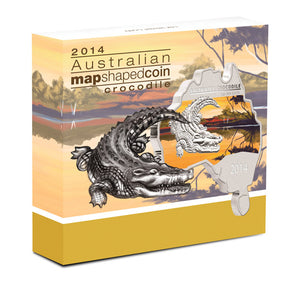 2014 AUSTRALIAN MAP SHAPED CROCODILE FINE SILVER COIN