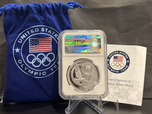 E-TRANSFER ONLY - 2014 1oz USOC SILVER MEDAL OLYMPIC WINTER GAMES HOCKEY ULTRA CAMEO GEM PROOF NGC GRADED
