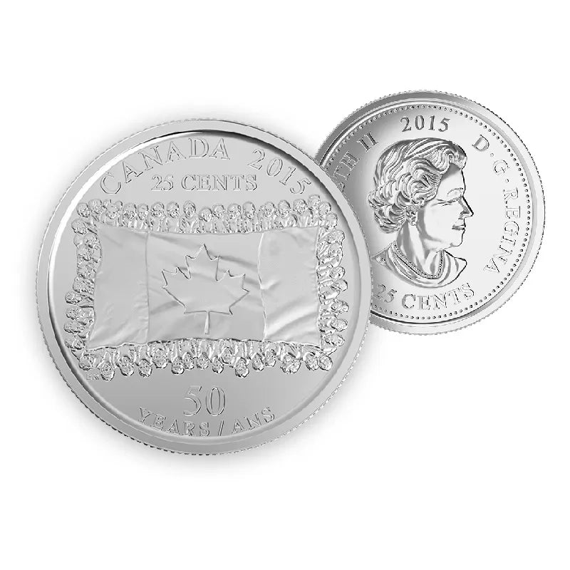 2015 25-CENT 50TH ANNIVERSARY OF THE NATIONAL FLAG NON-COLOURED ROLL