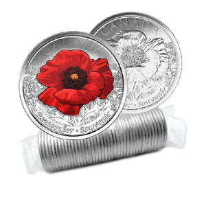 2015 25-CENT IN FLANDERS FIELDS COLOURED/NON-COLOURED ROLL