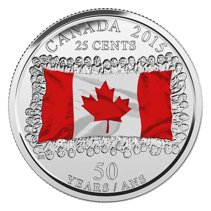 2015 25-CENT 50TH ANNIVERSARY OF THE NATIONAL FLAG COLOURED ROLL