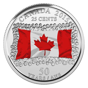 2015 25-CENT 50TH ANNIVERSARY OF THE NATIONAL FLAG COLOURED ROLL