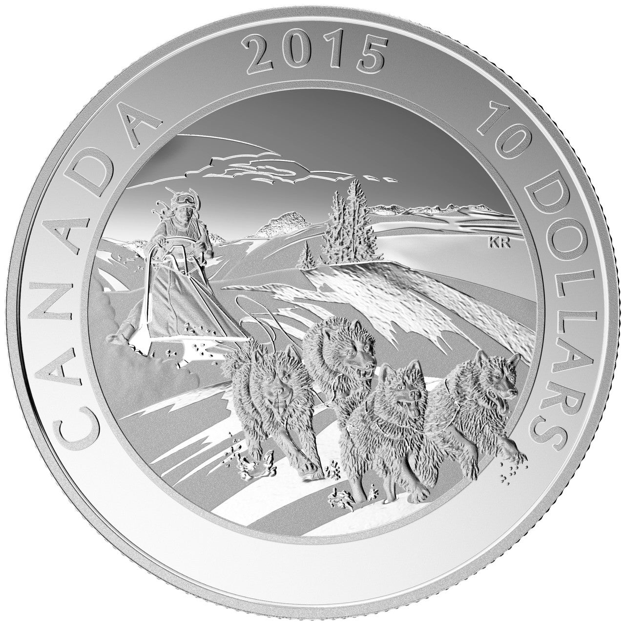 2015 1/2oz $10 FINE SILVER COIN ADVENTURE CANADA: DOG SLEDDING