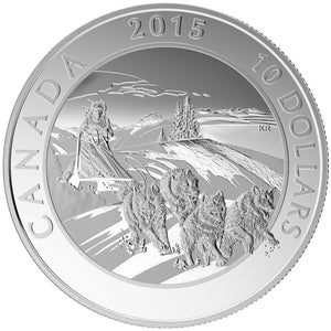 2015 1/2oz $10 FINE SILVER COIN ADVENTURE CANADA: DOG SLEDDING