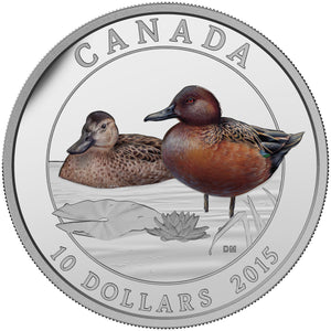 2015 1/2oz $10 CINNAMON TEAL (DUCK) FINE SILVER COIN