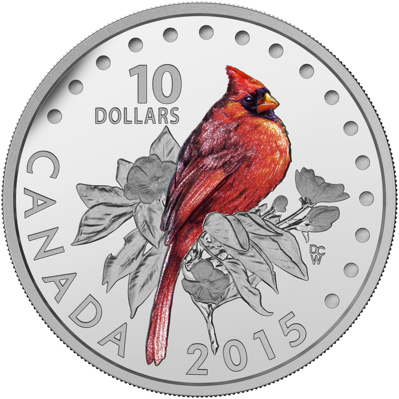 2015 1/2oz $10 COLOURFUL SONGBIRDS OF CANADA: THE NORTHERN CARDINAL FINE SILVER COIN