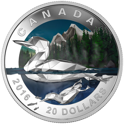 2016 1oz $20 GEOMETRY IN ART: THE LOON FINE SILVER COIN