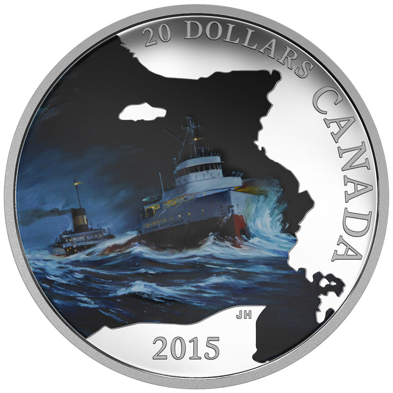 2015 1oz $20 LOST SHIPS IN CANADIAN WATERS: S.S. EDMUND FITZGERALD FINE SILVER COIN