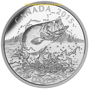 2015 1oz $20 NORTH AMERICAN SPORTFISH: LARGEMOUTH BASS FINE SILVER COIN