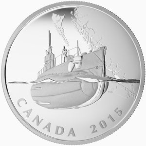 2015 1oz $20 THE CANADIAN HOME FRONT - CANADA'S FIRST SUBMARINES DURING THE FIRST WORLD WAR FINE SILVER COIN