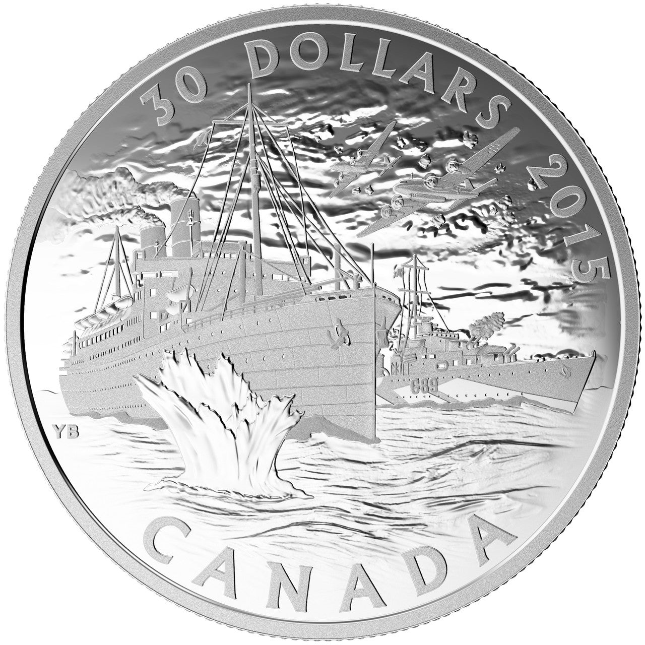 2015 2oz $30 CANADA'S MERCHANT NAVY IN THE BATTLE OF THE ATLANTIC  FINE SILVER COIN
