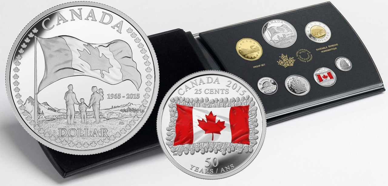 2015 SPECIAL EDITION SILVER DOLLAR PROOF SET 50TH ANNIVERSARY OF THE CANADIAN FLAG