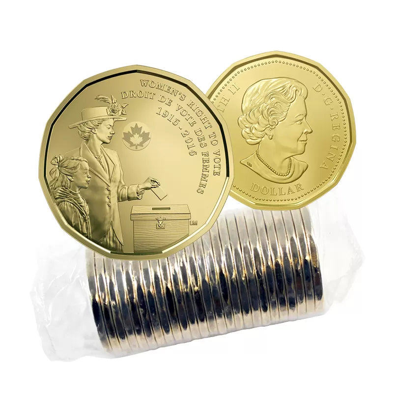 2016 1-DOLLAR WOMEN'S RIGHT TO VOTE LOONIE ROLL