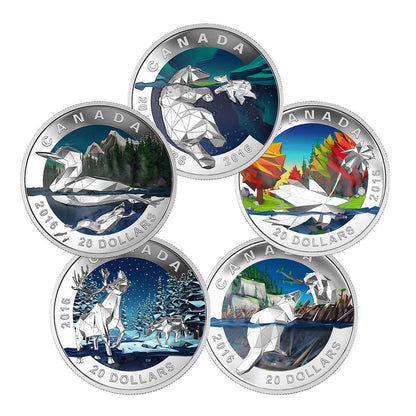 2016 $20 GEOMETRY IN ART FINE SILVER 5-COIN SET