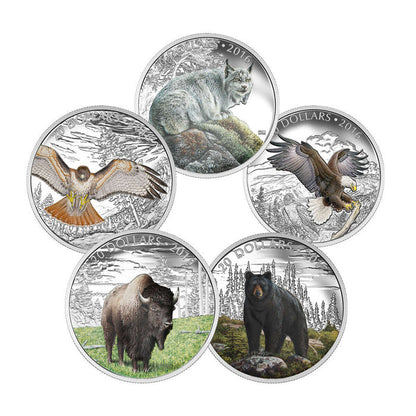 2016 1oz $20 MAJESTIC ANIMALS II 5-COIN SET WITH DISPLAY CASE