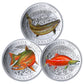 2016 3oz $20 CANADIAN SALMONID FINE SILVER 3-COIN SET WITH FISHING HOOK