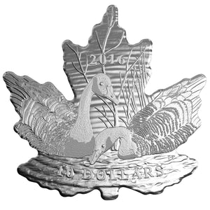 2016 1/2oz $10 MAPLE LEAF SILHOUETTE: CANADA GEESE FINE SILVER COIN