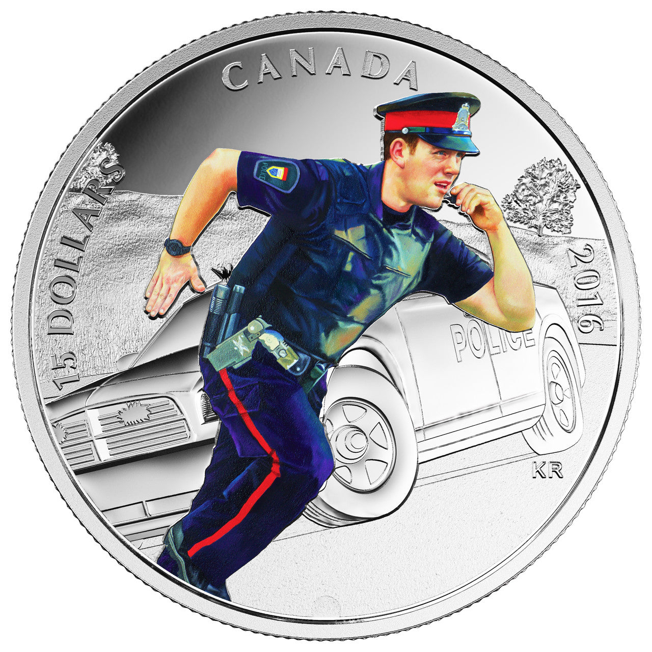 2016 $15 NATIONAL HEROES: POLICE FINE SILVER COIN (NO SLEEVE)