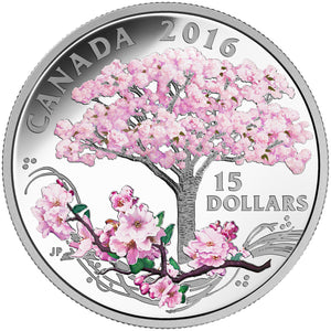 2016 $15 CHERRY BLOSSOMS FINE SILVER COIN