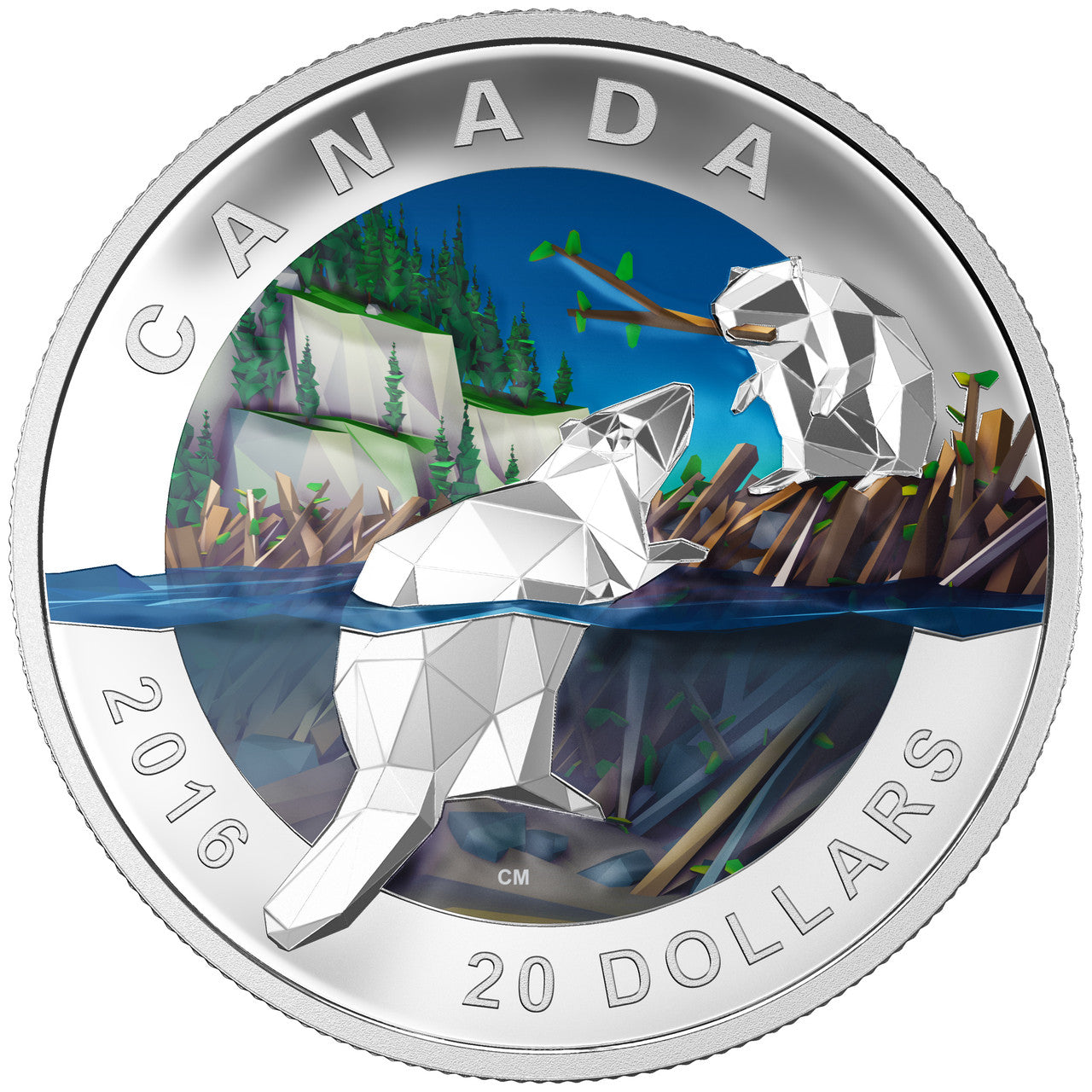 2016 1oz $20 GEOMETRY IN ART: THE BEAVER FINE SILVER COIN