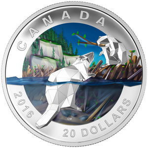 2016 1oz $20 GEOMETRY IN ART: THE BEAVER FINE SILVER COIN