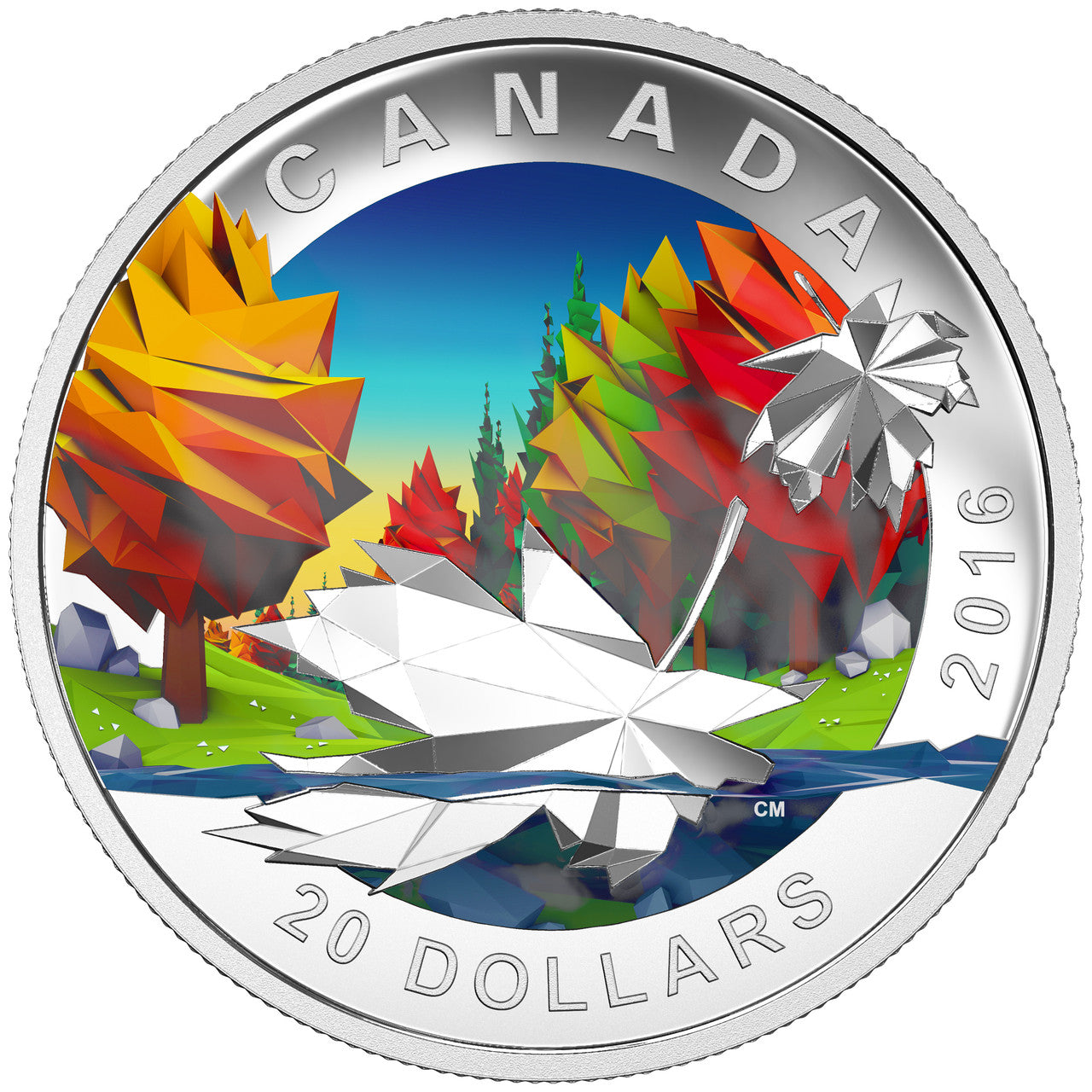 2016 1oz $20 GEOMETRY IN ART: THE MAPLE LEAF  FINE SILVER COIN