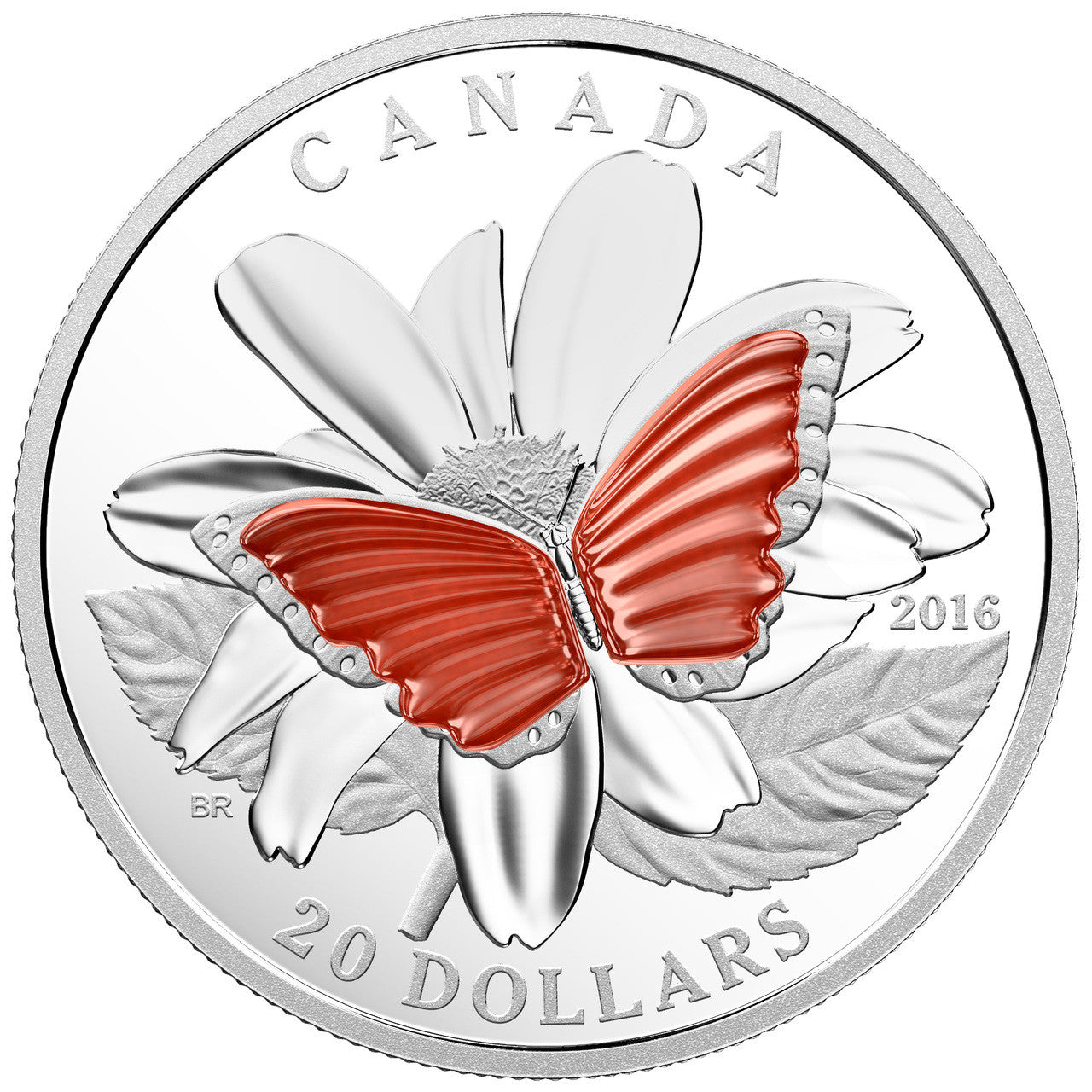SALE - 2016 1oz $20 THE COLOURFUL WINGS OF A BUTTERFLY FINE SILVER COIN