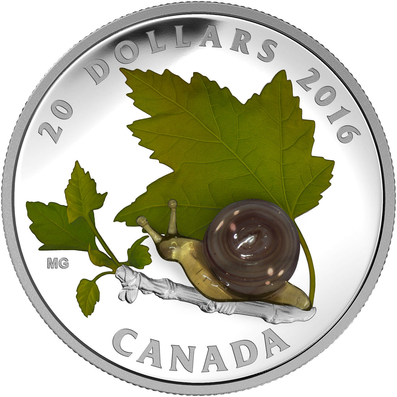 2016 1oz $20 LITTLE CREATURES - SNAIL - VENETIAN GLASS FINE SILVER COIN