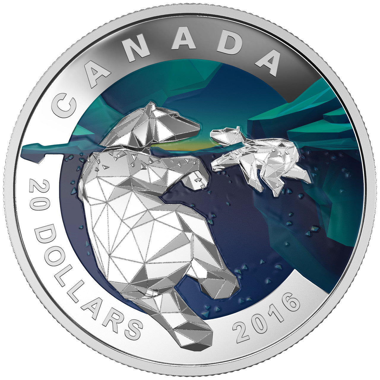 2016 1oz $20 GEOMETRY IN ART: THE POLAR BEAR FINE SILVER COIN