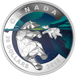 2016 1oz $20 GEOMETRY IN ART: THE POLAR BEAR FINE SILVER COIN