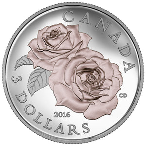 SALE - 2016 1/4oz $3 QUEEN ELIZABETH ROSE FINE SILVER COIN