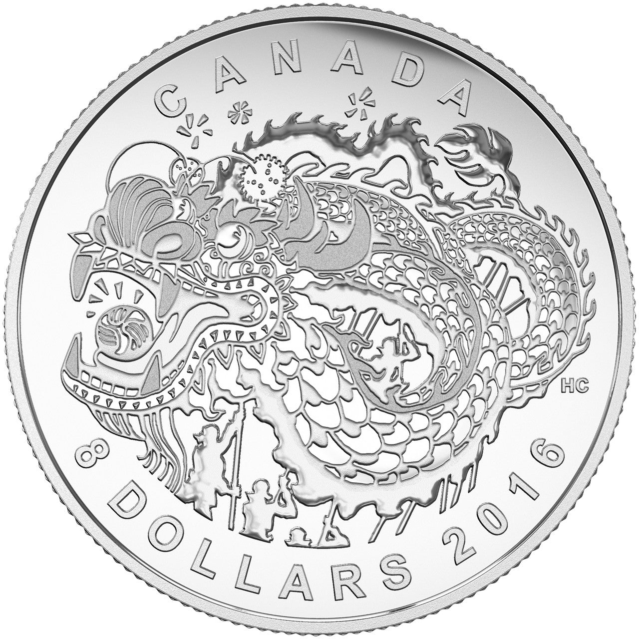 2016 1/4oz $8 DRAGON DANCE FINE SILVER COIN