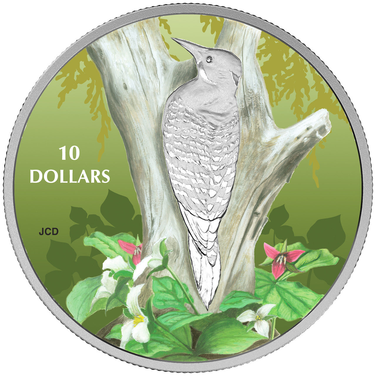 2017 1/2oz $10 BIRDS AMONG NATURE'S COLOURS - NORTHERN FLICKER FINE SILVER COIN
