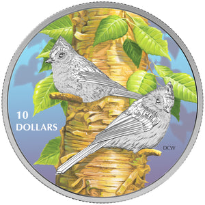 2017 1/2oz $10 BIRDS AMONG NATURE'S COLOURS: TUFTED TITMOUSE FINE SILVER COIN