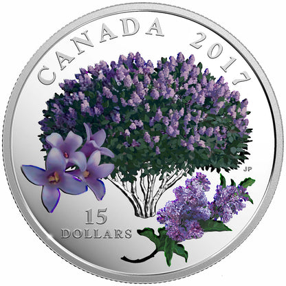 2017 $15 CELEBRATION OF SPRING: LILAC BLOSSOMS FINE SILVER COIN