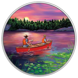 2017 $15 GREAT CANADIAN OUTDOORS: SUNSET CANOEING FINE SILVER COIN