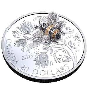 2017 1oz $20 BEJEWELLED BUGS: BEE FINE SILVER COIN