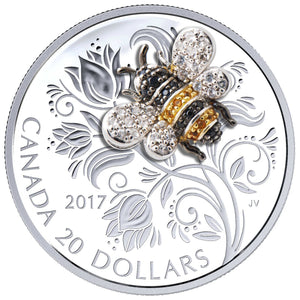 2017 1oz $20 BEJEWELLED BUGS: BEE FINE SILVER COIN